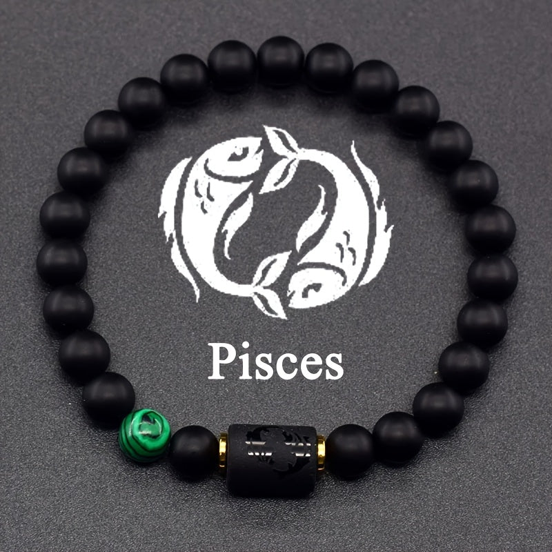 Elastic Bracelet Made of Natural Stones Representing The 12 Zodiac Signs, Featuring a Card Design for Couples, Perfect As a Valentine'S Day Or Birthday Gift for Partners And Friends.