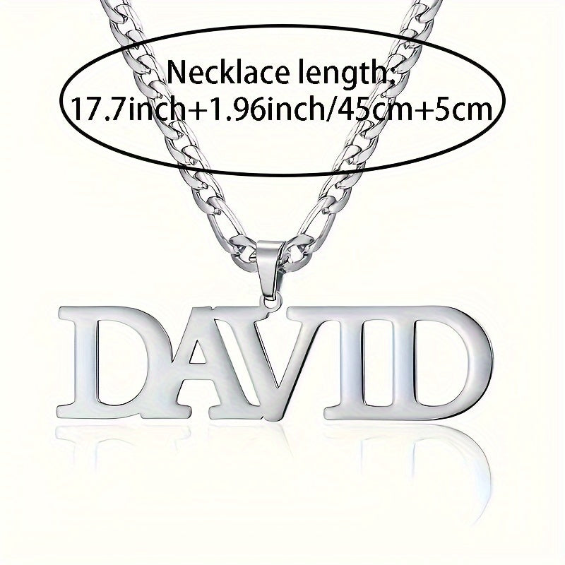 Custom Personalized Name Necklace, Fashion Elegant Style, Hypoallergenic 304 Stainless Steel, with Chain, for Men and Women, Ideal Custom Jewelry Gift