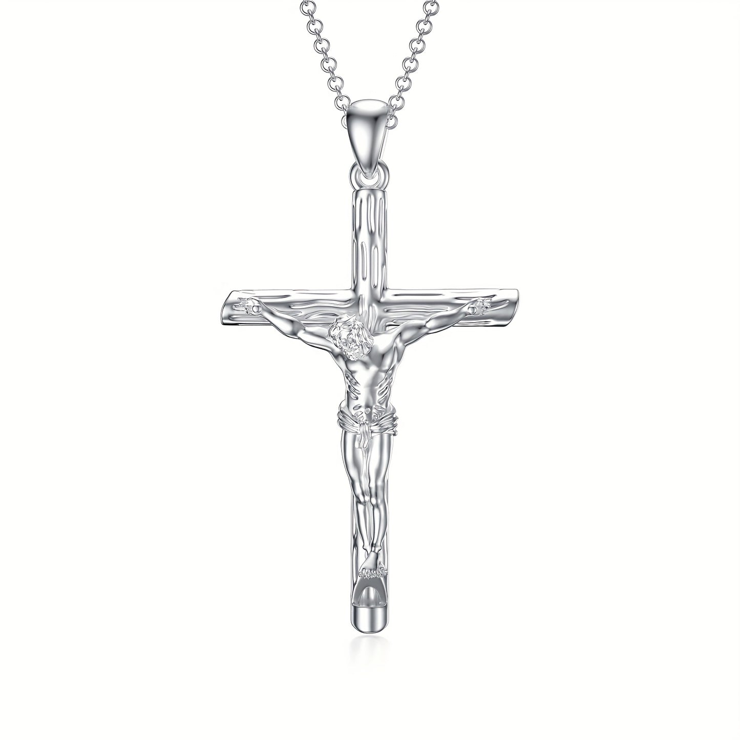 Jesus Cross Necklace for Men Women 925 Sterling 925 Silver Crucifix Pendant Cross Jewelry Gifts