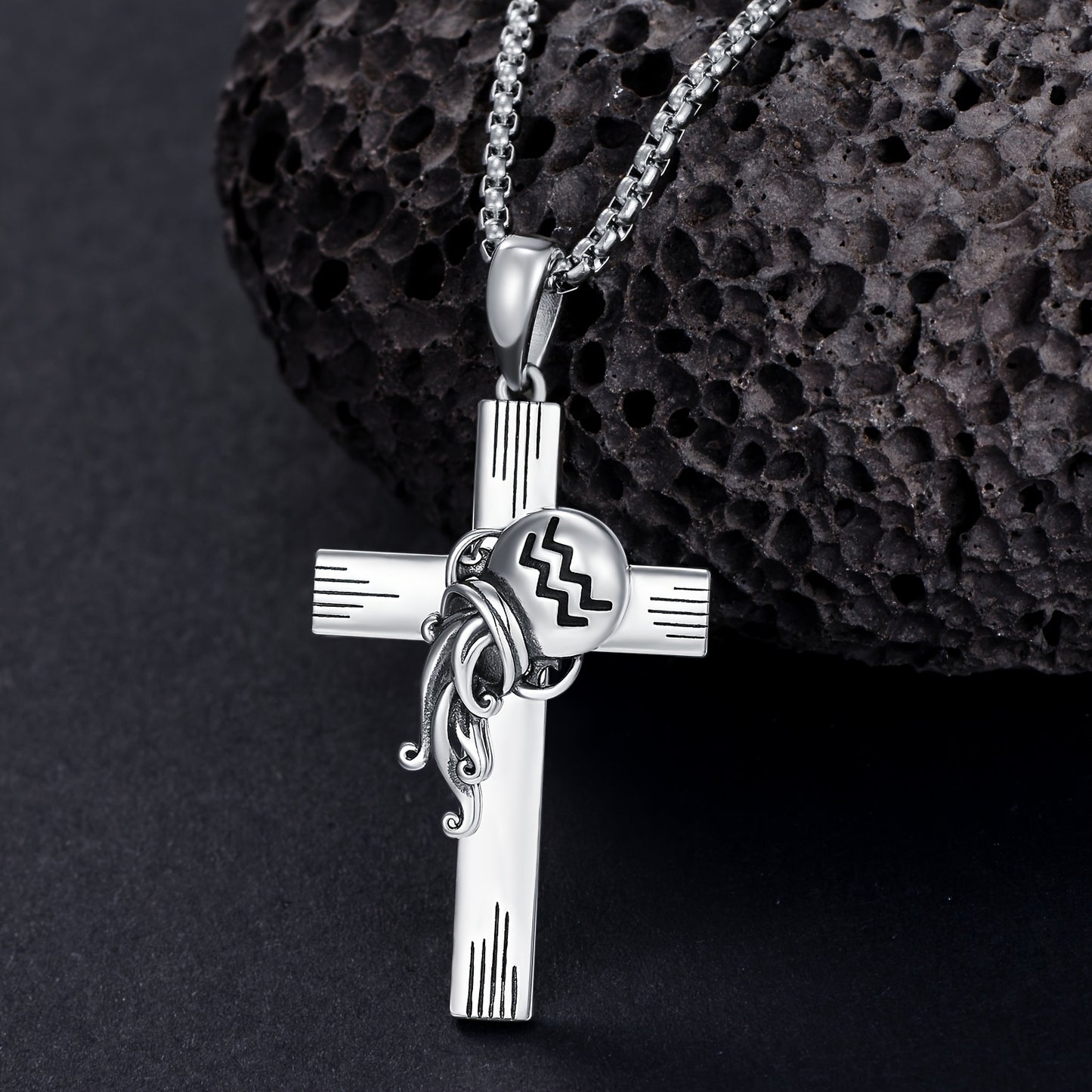 12 Zodiac Sign Necklaces for Men 925 Sterling 925 Silver Constellation Cross Pendant Chain Birthday Jewelry Gifts for Men Women