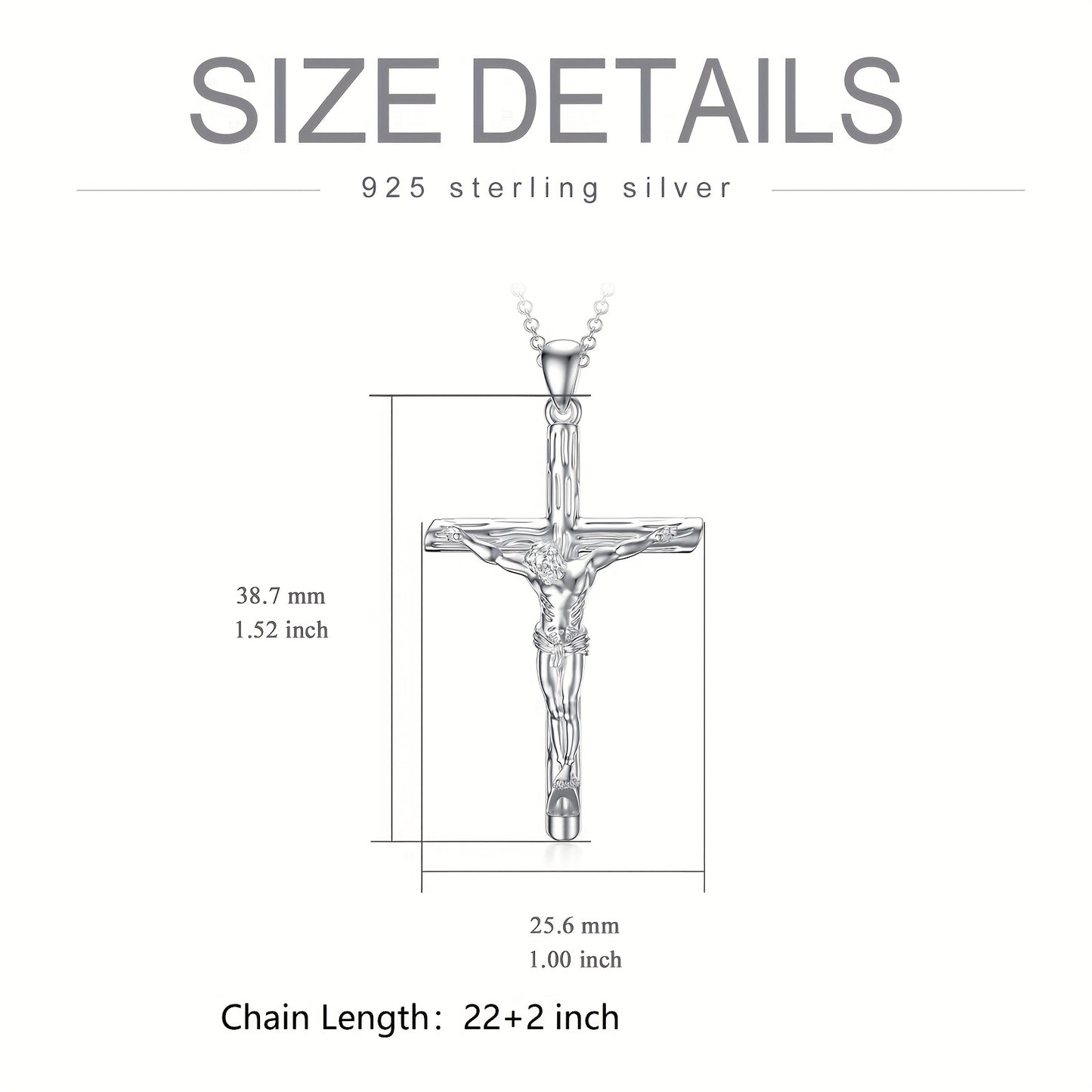 Jesus Cross Necklace for Men Women 925 Sterling 925 Silver Crucifix Pendant Cross Jewelry Gifts