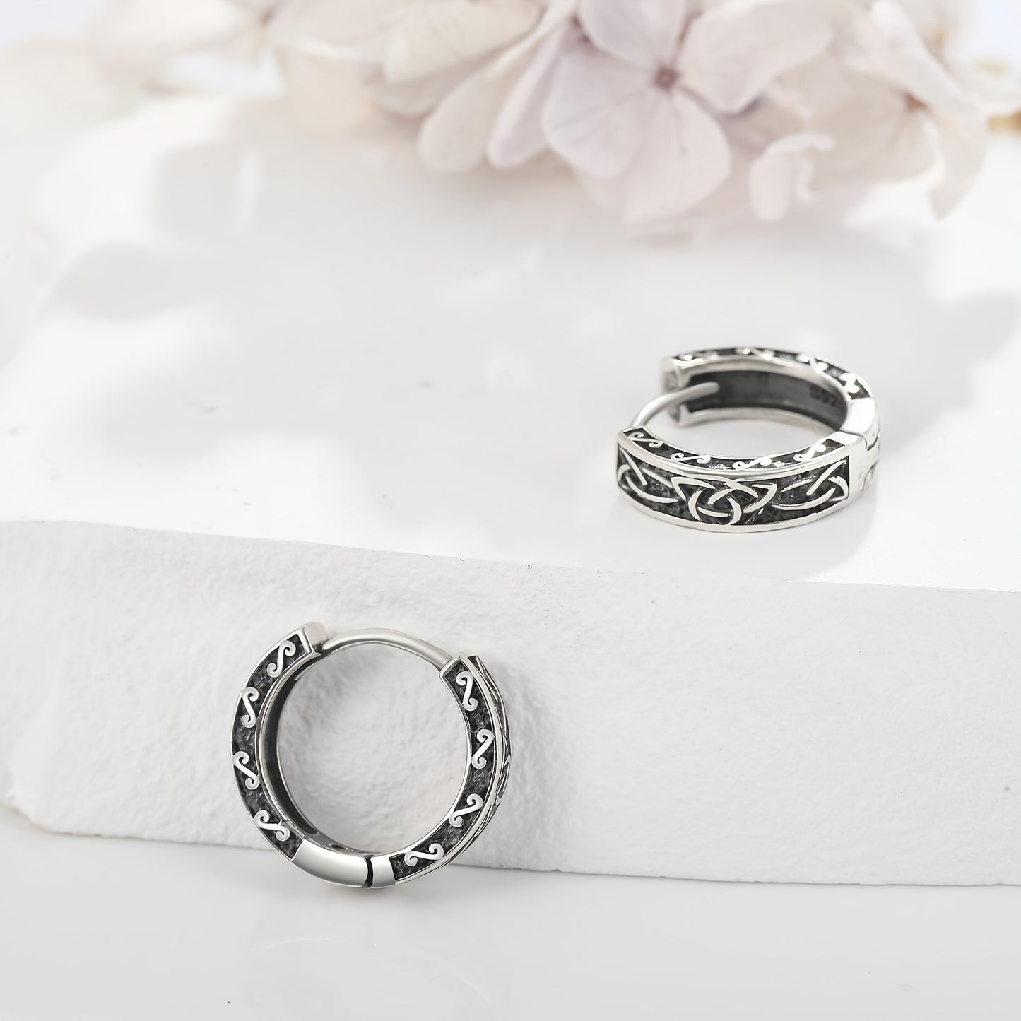 Celtic Earrings 925 Sterling 925 Silver Nordic Viking Earrings Jewelry Gift for Women Men Hoop Earrings