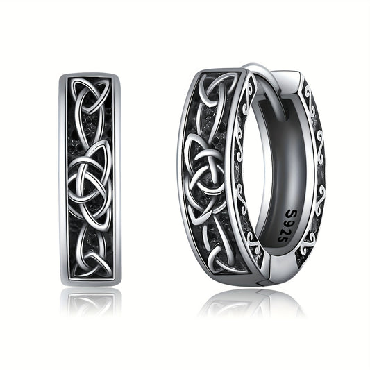 Celtic Earrings 925 Sterling 925 Silver Nordic Viking Earrings Jewelry Gift for Women Men Hoop Earrings