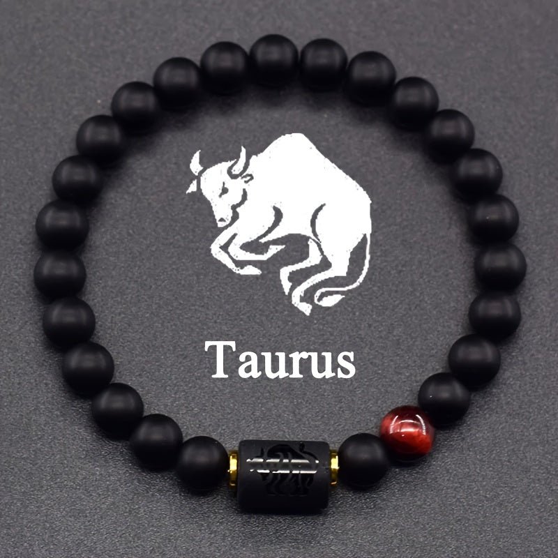 Elastic Bracelet Made of Natural Stones Representing The 12 Zodiac Signs, Featuring a Card Design for Couples, Perfect As a Valentine'S Day Or Birthday Gift for Partners And Friends.