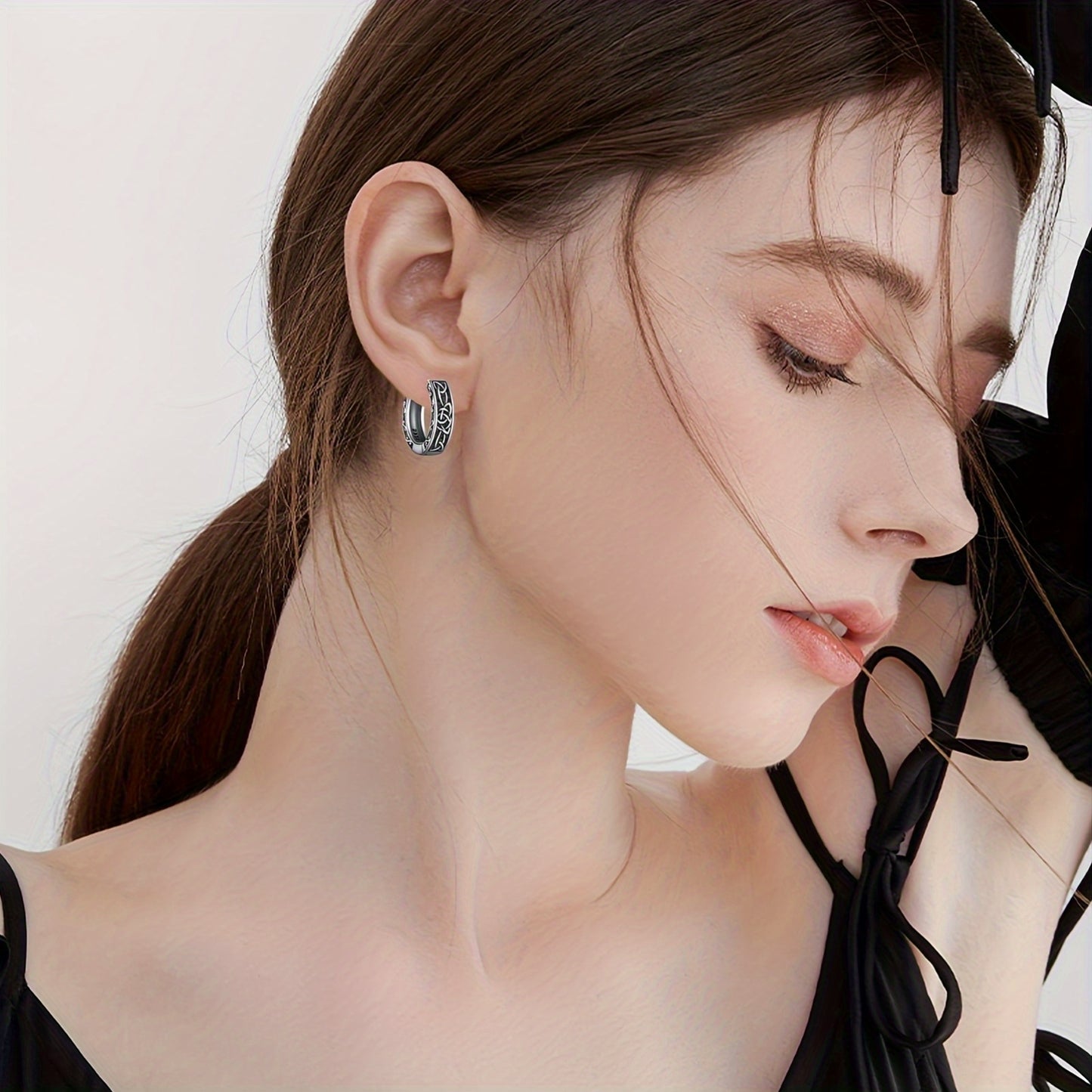 Celtic Earrings 925 Sterling 925 Silver Nordic Viking Earrings Jewelry Gift for Women Men Hoop Earrings