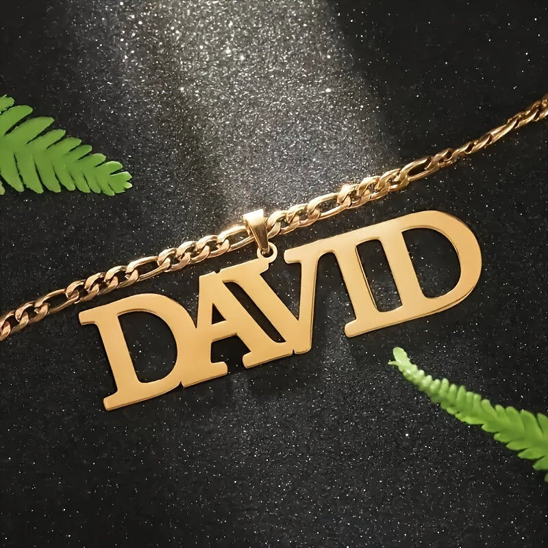 Custom Personalized Name Necklace, Fashion Elegant Style, Hypoallergenic 304 Stainless Steel, with Chain, for Men and Women, Ideal Custom Jewelry Gift