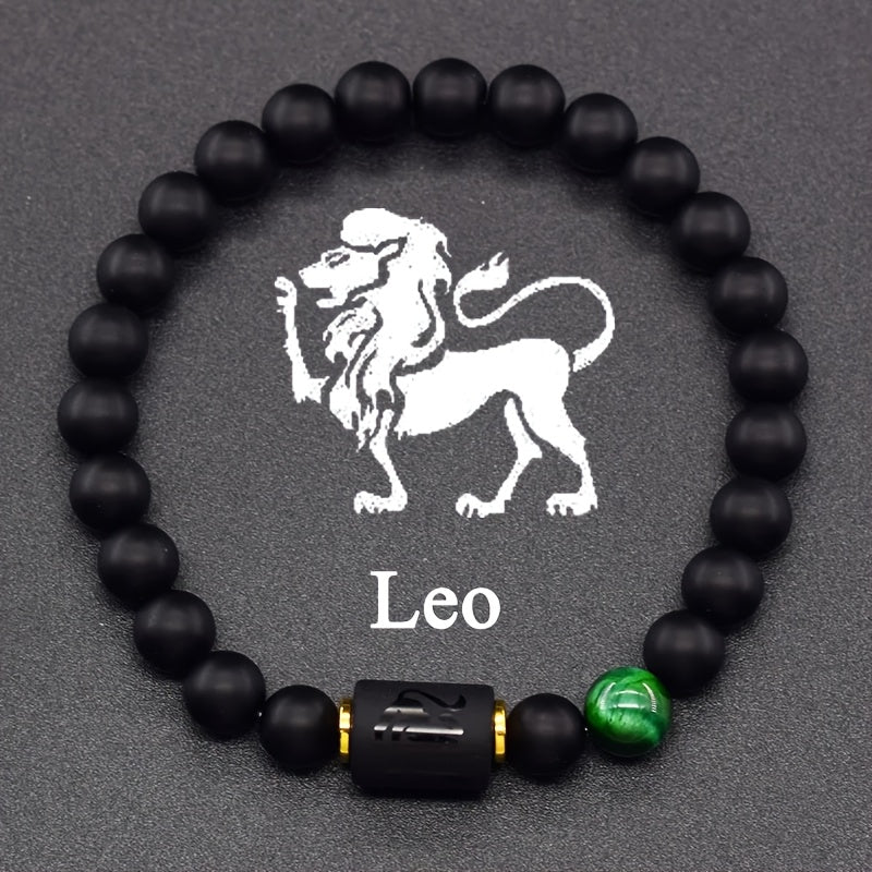 Elastic Bracelet Made of Natural Stones Representing The 12 Zodiac Signs, Featuring a Card Design for Couples, Perfect As a Valentine'S Day Or Birthday Gift for Partners And Friends.