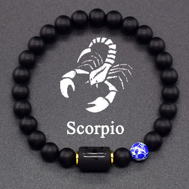Elastic Bracelet Made of Natural Stones Representing The 12 Zodiac Signs, Featuring a Card Design for Couples, Perfect As a Valentine'S Day Or Birthday Gift for Partners And Friends.