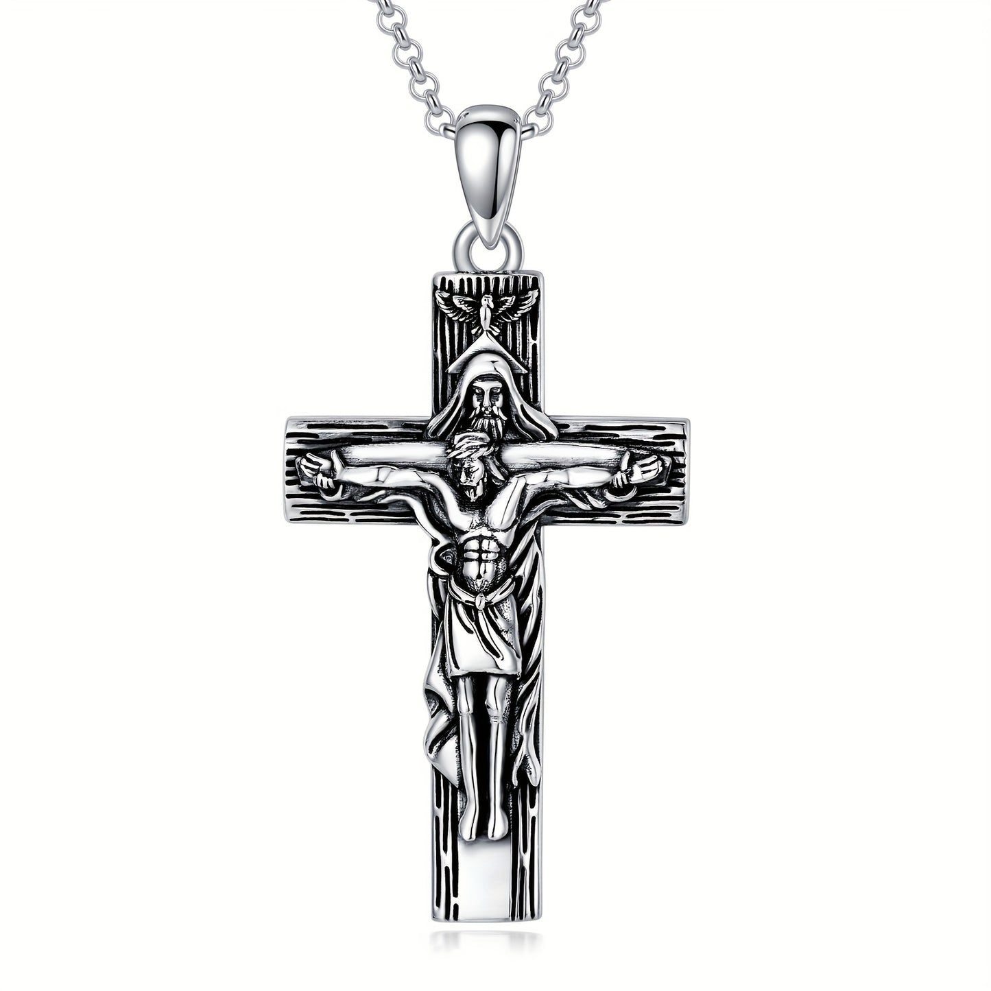 Jesus Cross Necklace for Men Women 925 Sterling 925 Silver Crucifix Pendant Cross Jewelry Gifts