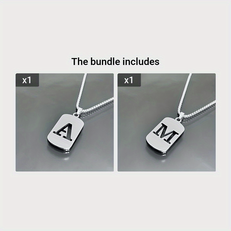 1 Hip-Hop Trendy Retro Stainless Steel Pendant Necklace with Cut-Out Letters, Jewelry for Men – Perfect for Daily Wear and Parties