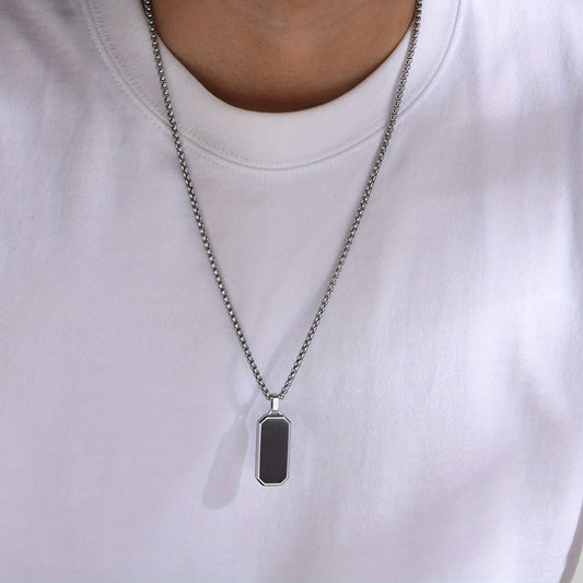 1pc Men's 201 Stainless Steel Necklace - Minimalist Modern Pendant, Elegant Everyday & Formal Jewelry Gift for Valentine's Day, Birthday, Anniversary - Durable Chain for Men, Festival Accessories, Polished Finish