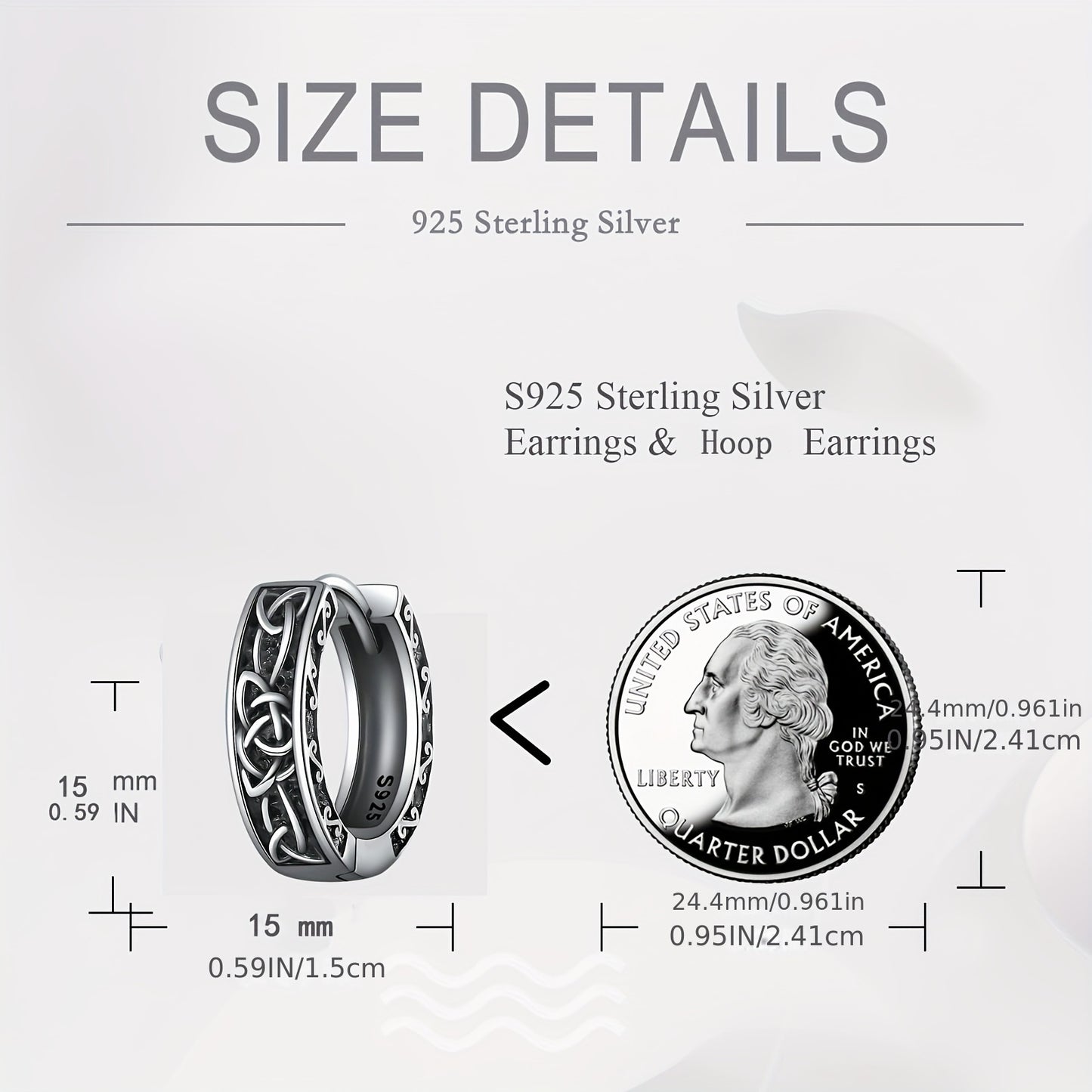 Celtic Earrings 925 Sterling 925 Silver Nordic Viking Earrings Jewelry Gift for Women Men Hoop Earrings