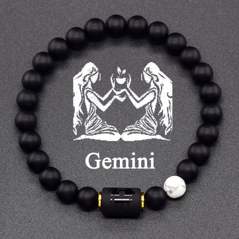 Elastic Bracelet Made of Natural Stones Representing The 12 Zodiac Signs, Featuring a Card Design for Couples, Perfect As a Valentine'S Day Or Birthday Gift for Partners And Friends.
