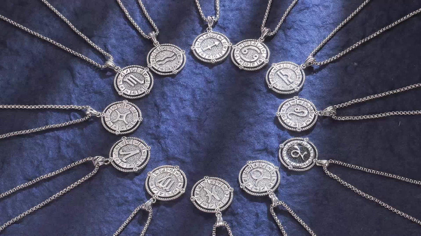 Zodiac Necklace 12 Constellation Horoscope Astrology Pendant Necklace 925 Sterling Silvery Zodiac Sign Jewellery Gifts for Men Women