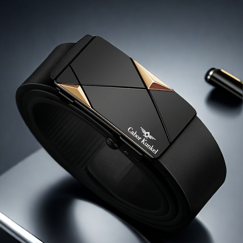 Ck Holiday Gift Men's Belt, Toothless Automatic Buckle Pants Waistband for Youth and Middle-Aged Casual Business Versatile Trousers, Office Attire, Everyday Belt, Sleek Design, Minimalist Belt, Durable Material, Highquality,