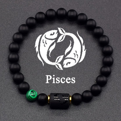 Elastic Bracelet Made of Natural Stones Representing The 12 Zodiac Signs, Featuring a Card Design for Couples, Perfect As a Valentine'S Day Or Birthday Gift for Partners And Friends.