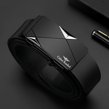 Ck Holiday Gift Men's Belt, Toothless Automatic Buckle Pants Waistband for Youth and Middle-Aged Casual Business Versatile Trousers, Office Attire, Everyday Belt, Sleek Design, Minimalist Belt, Durable Material, Highquality,