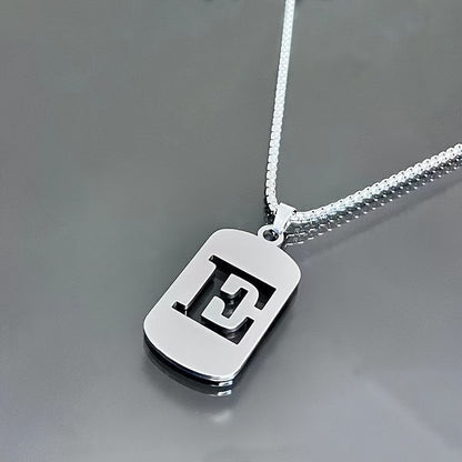 1 Hip-Hop Trendy Retro Stainless Steel Pendant Necklace with Cut-Out Letters, Jewelry for Men – Perfect for Daily Wear and Parties