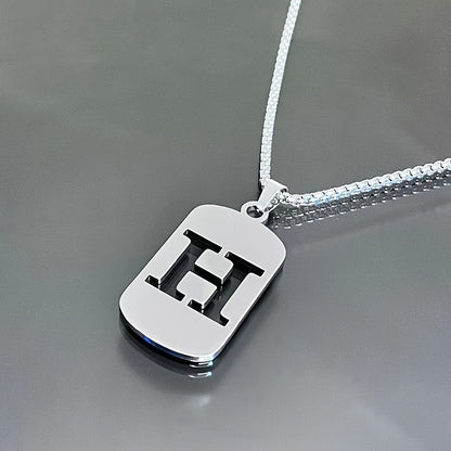 1 Hip-Hop Trendy Retro Stainless Steel Pendant Necklace with Cut-Out Letters, Jewelry for Men – Perfect for Daily Wear and Parties