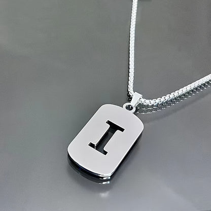 1 Hip-Hop Trendy Retro Stainless Steel Pendant Necklace with Cut-Out Letters, Jewelry for Men – Perfect for Daily Wear and Parties