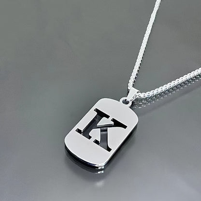 1 Hip-Hop Trendy Retro Stainless Steel Pendant Necklace with Cut-Out Letters, Jewelry for Men – Perfect for Daily Wear and Parties