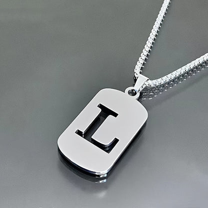 1 Hip-Hop Trendy Retro Stainless Steel Pendant Necklace with Cut-Out Letters, Jewelry for Men – Perfect for Daily Wear and Parties