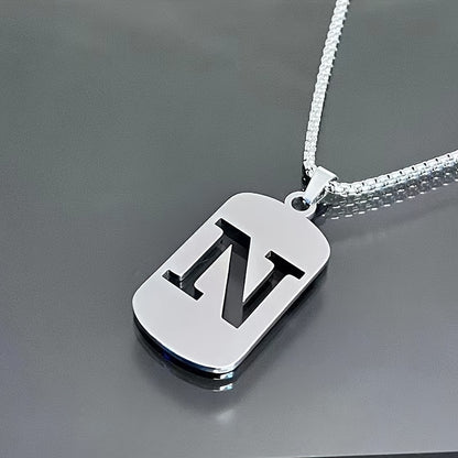 1 Hip-Hop Trendy Retro Stainless Steel Pendant Necklace with Cut-Out Letters, Jewelry for Men – Perfect for Daily Wear and Parties