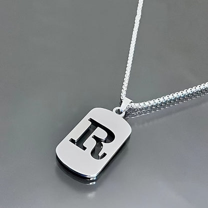 1 Hip-Hop Trendy Retro Stainless Steel Pendant Necklace with Cut-Out Letters, Jewelry for Men – Perfect for Daily Wear and Parties