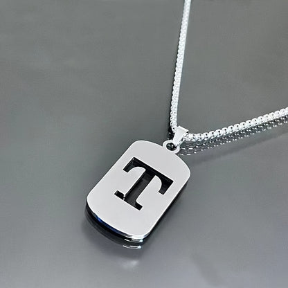 1 Hip-Hop Trendy Retro Stainless Steel Pendant Necklace with Cut-Out Letters, Jewelry for Men – Perfect for Daily Wear and Parties