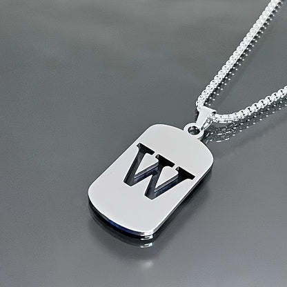 1 Hip-Hop Trendy Retro Stainless Steel Pendant Necklace with Cut-Out Letters, Jewelry for Men – Perfect for Daily Wear and Parties