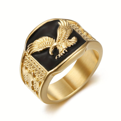 1pc GREPPN 316L Stainless Steel Ring, Eagle Design, Hip Hop Punk Style, Unisex Hip Hop Jewelry for Engagement, Party, Vintage Cool Unique, Independence Day, Valentine'S Day, Spring Festival Gift