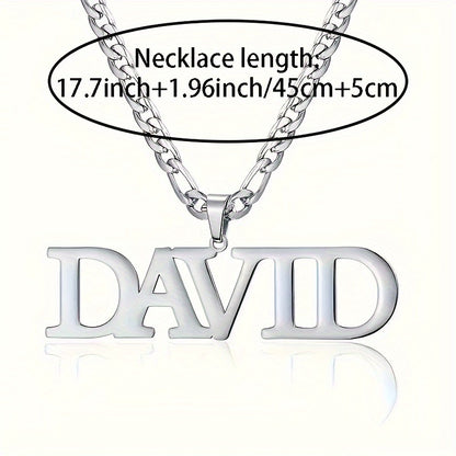 Custom Personalized Name Necklace, Fashion Elegant Style, Hypoallergenic 304 Stainless Steel, with Chain, for Men and Women, Ideal Custom Jewelry Gift