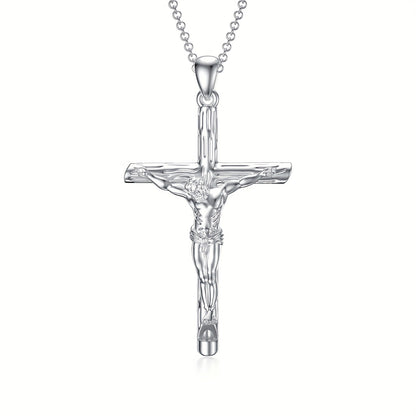 Jesus Cross Necklace for Men Women 925 Sterling 925 Silver Crucifix Pendant Cross Jewelry Gifts