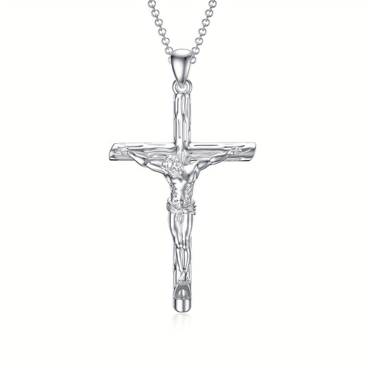Jesus Cross Necklace for Men Women 925 Sterling 925 Silver Crucifix Pendant Cross Jewelry Gifts