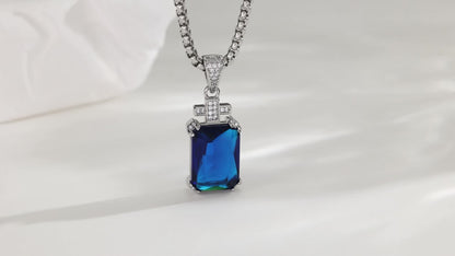 Men's Vintage Cross Necklace with 17.5CT Synthetic Gems Cut Synthetic Cubic (CZ) Pendant - 60.96cm Synthetic Gems-Plated 304L Stainless Steel Chain, June Birthstone Jewelry, Luxury Gift for Valentine's Day, Father's Day & Bir