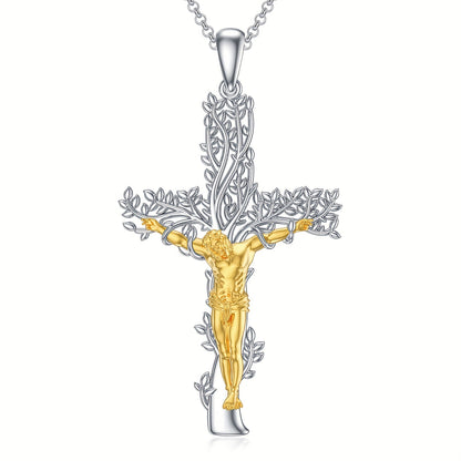 Jesus Cross Necklace for Men Women 925 Sterling 925 Silver Crucifix Pendant Cross Jewelry Gifts