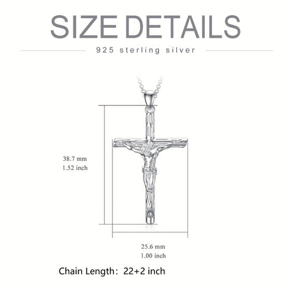 Jesus Cross Necklace for Men Women 925 Sterling 925 Silver Crucifix Pendant Cross Jewelry Gifts