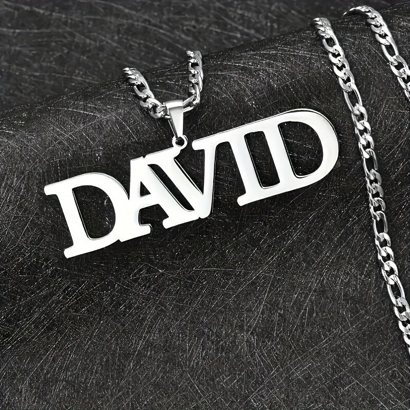 Custom Personalized Name Necklace, Fashion Elegant Style, Hypoallergenic 304 Stainless Steel, with Chain, for Men and Women, Ideal Custom Jewelry Gift