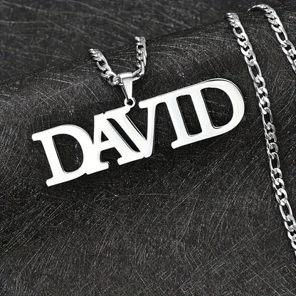 Custom Personalized Name Necklace, Fashion Elegant Style, Hypoallergenic 304 Stainless Steel, with Chain, for Men and Women, Ideal Custom Jewelry Gift
