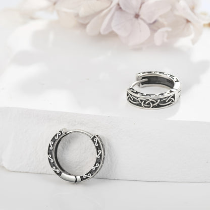 Celtic Earrings 925 Sterling 925 Silver Nordic Viking Earrings Jewelry Gift for Women Men Hoop Earrings