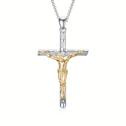 Jesus Cross Necklace for Men Women 925 Sterling 925 Silver Crucifix Pendant Cross Jewelry Gifts