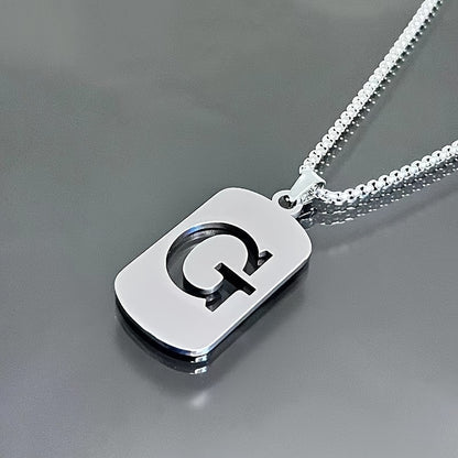 1 Hip-Hop Trendy Retro Stainless Steel Pendant Necklace with Cut-Out Letters, Jewelry for Men – Perfect for Daily Wear and Parties