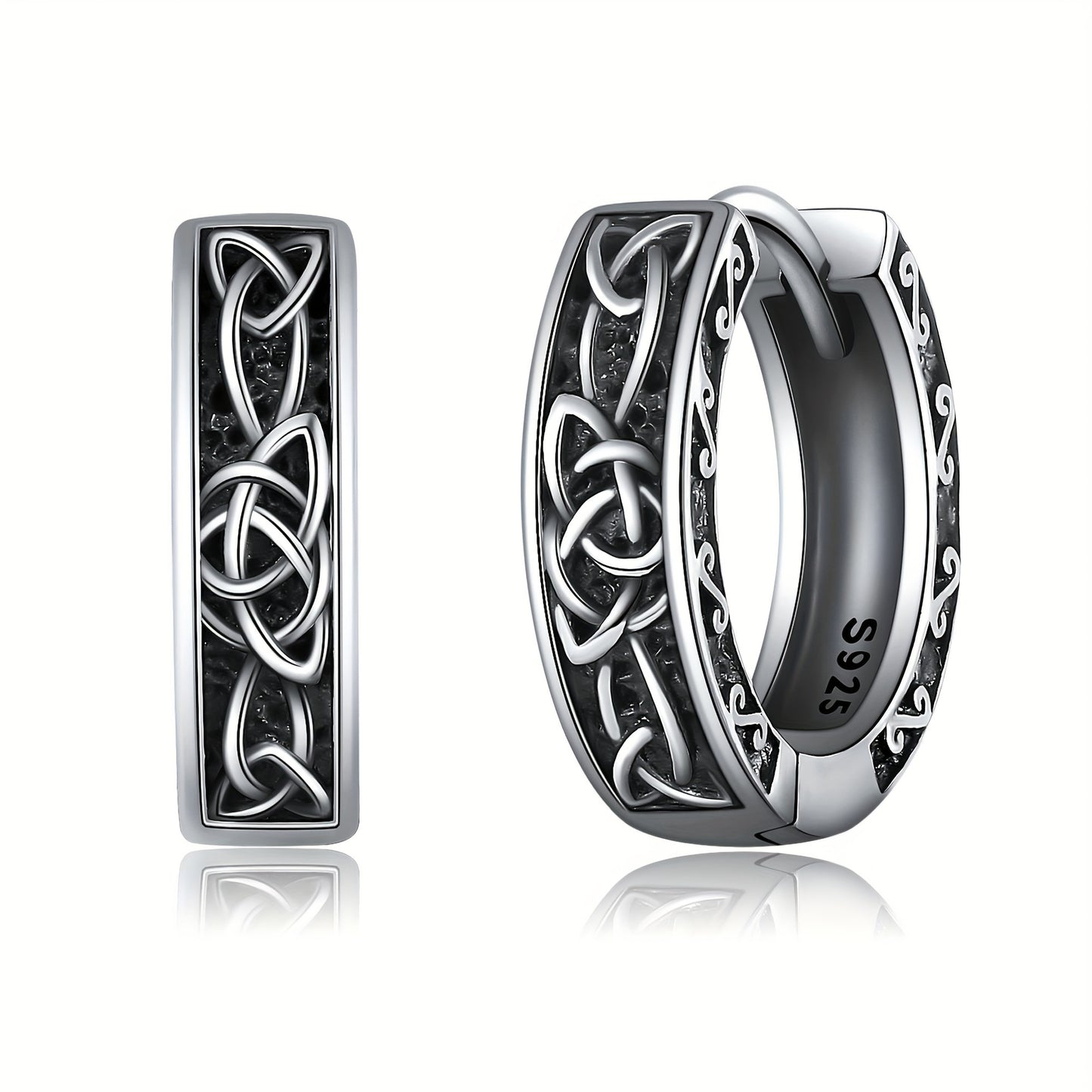 Celtic Earrings 925 Sterling 925 Silver Nordic Viking Earrings Jewelry Gift for Women Men Hoop Earrings