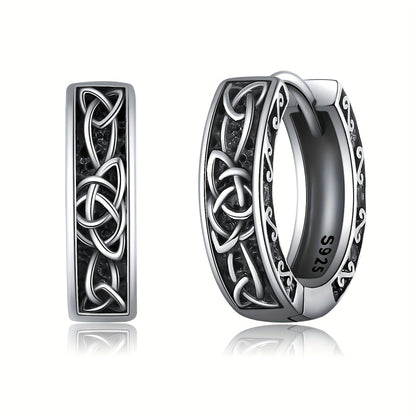 Celtic Earrings 925 Sterling 925 Silver Nordic Viking Earrings Jewelry Gift for Women Men Hoop Earrings