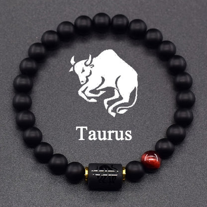 Elastic Bracelet Made of Natural Stones Representing The 12 Zodiac Signs, Featuring a Card Design for Couples, Perfect As a Valentine'S Day Or Birthday Gift for Partners And Friends.