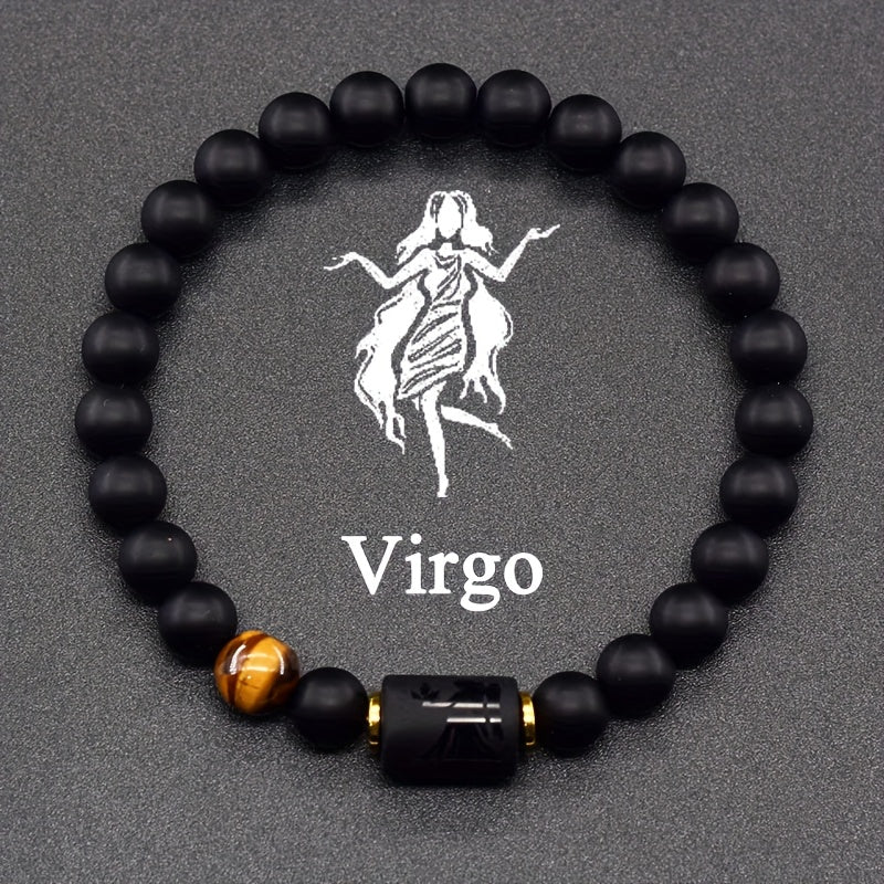 Elastic Bracelet Made of Natural Stones Representing The 12 Zodiac Signs, Featuring a Card Design for Couples, Perfect As a Valentine'S Day Or Birthday Gift for Partners And Friends.