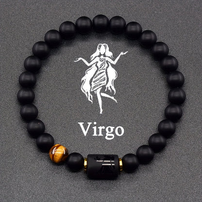 Elastic Bracelet Made of Natural Stones Representing The 12 Zodiac Signs, Featuring a Card Design for Couples, Perfect As a Valentine'S Day Or Birthday Gift for Partners And Friends.
