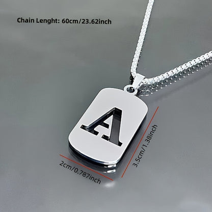 1 Hip-Hop Trendy Retro Stainless Steel Pendant Necklace with Cut-Out Letters, Jewelry for Men – Perfect for Daily Wear and Parties