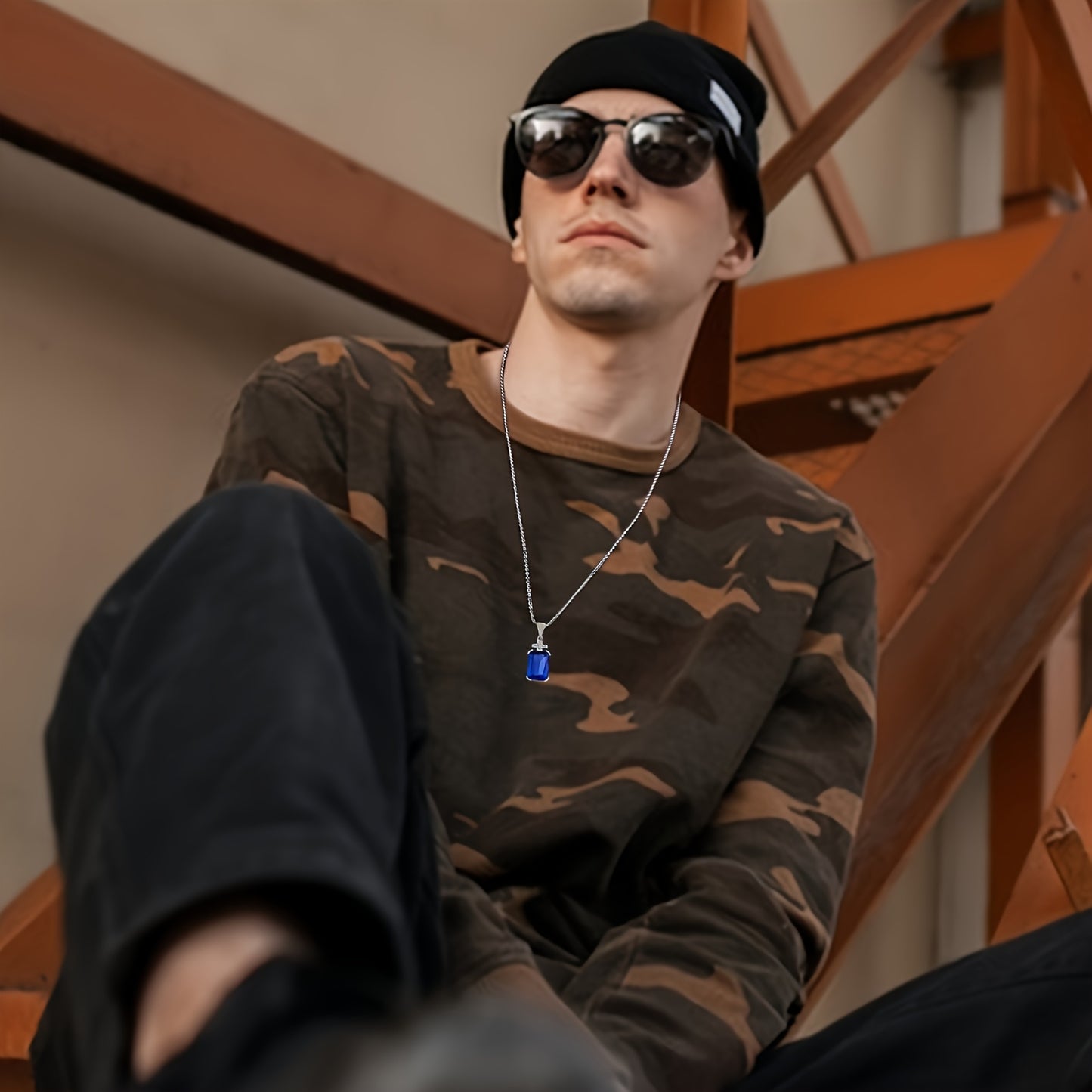 Men's Vintage Cross Necklace with 17.5CT Synthetic Gems Cut Synthetic Cubic (CZ) Pendant - 60.96cm Synthetic Gems-Plated 304L Stainless Steel Chain, June Birthstone Jewelry, Luxury Gift for Valentine's Day, Father's Day & Bir