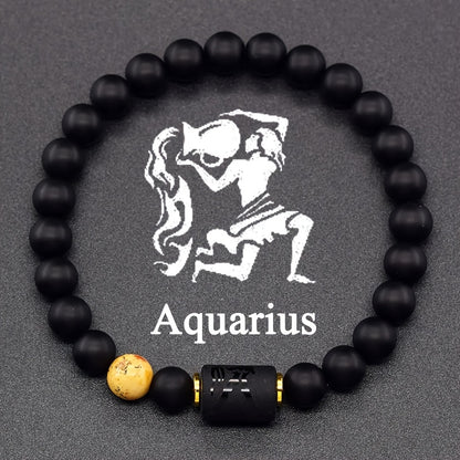 Elastic Bracelet Made of Natural Stones Representing The 12 Zodiac Signs, Featuring a Card Design for Couples, Perfect As a Valentine'S Day Or Birthday Gift for Partners And Friends.